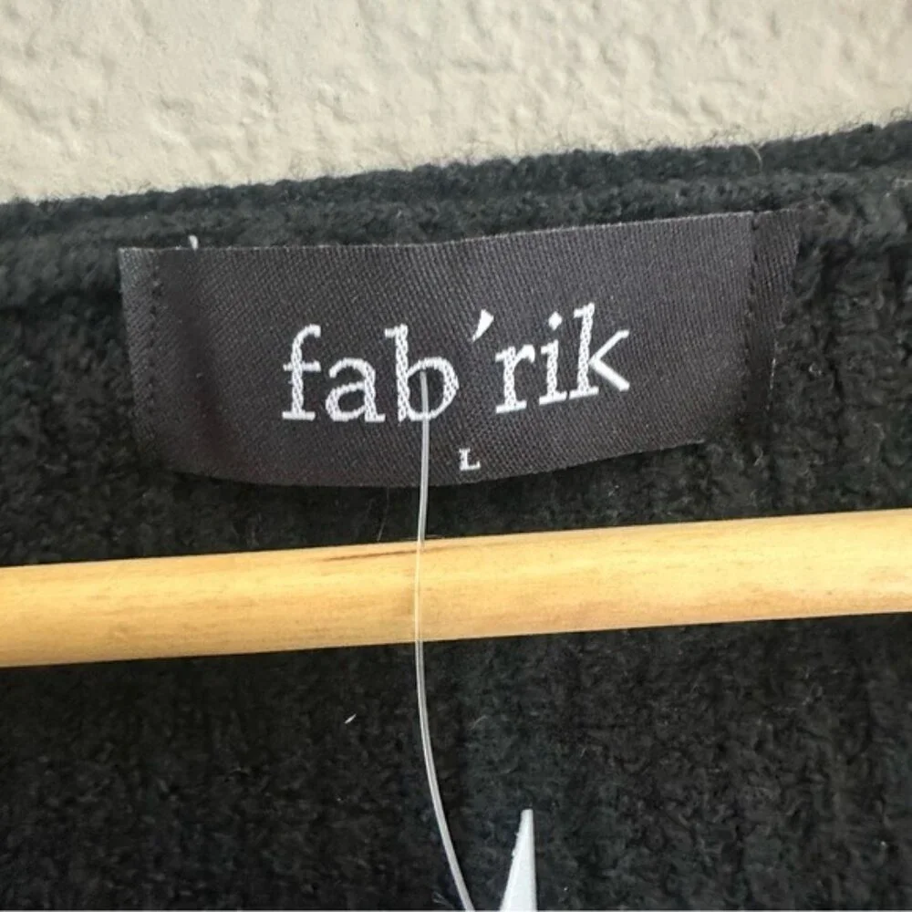 fab'rik Black V-Neck Sweater with Studded Embellishments nwt size Large